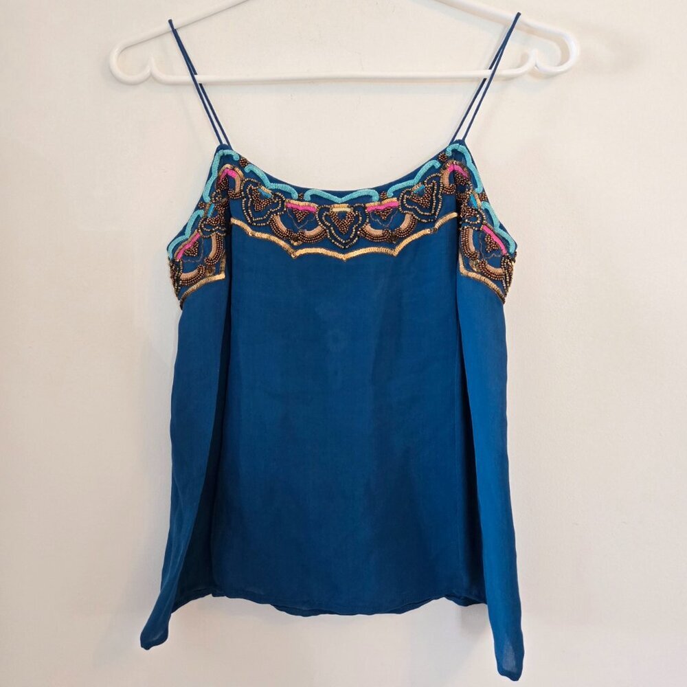 Matthew Williamson Beaded Blue Sleeveless Tank Top Size 8 Small - Picture 6 of 9